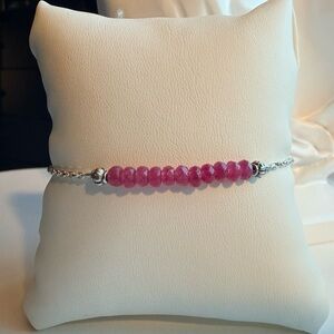 Silpada Pink Jade and Silver Pull Tie Bracelet Pretty and Dainty Boho